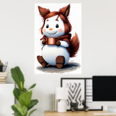 Gezellig dier met koffie | AI Art Poster (Thuiskantoor)