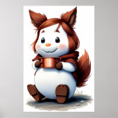 Gezellig dier met koffie | AI Art Poster (Voorkant)