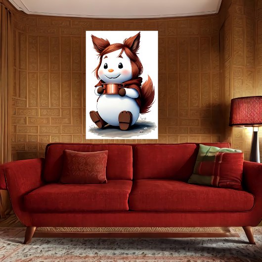 Gezellig dier met koffie | AI Art Poster