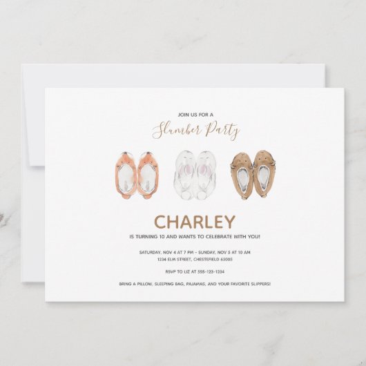 Gezellig Dierenslippers Slumber Verjaardagsfeest Kaart (Voorkant)