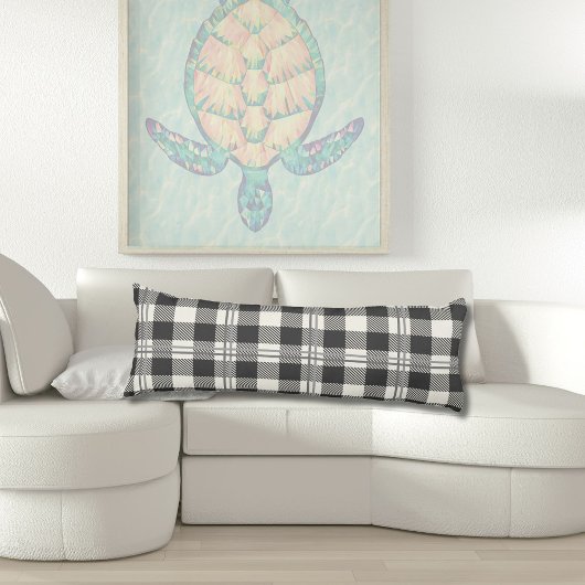 Gezellig donkergrijs van witte Buffalo Plaid Lichaamskussen