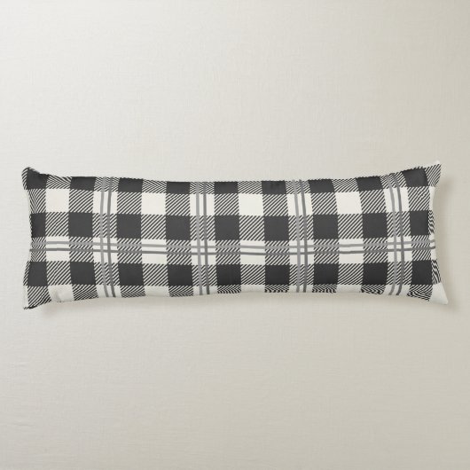 Gezellig donkergrijs van witte Buffalo Plaid Lichaamskussen (Achterkant)