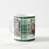Gezellig Donkergroen & Mint Plaid Flanel Familiefo Koffiemok (Voorkant links)
