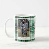 Gezellig Donkergroen & Mint Plaid Flanel Familiefo Koffiemok (Links)