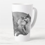 Gezellig duo, zacht in de schaduw latte mok (Rechterhoek)