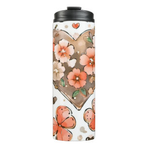 Gezellig Earth Toned Butterfly Design Thermosbeker