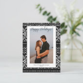 Gezellig Eenvoudig Budget Zwart & Wit 1 Foto Kerst Briefkaart (Staand voorkant)