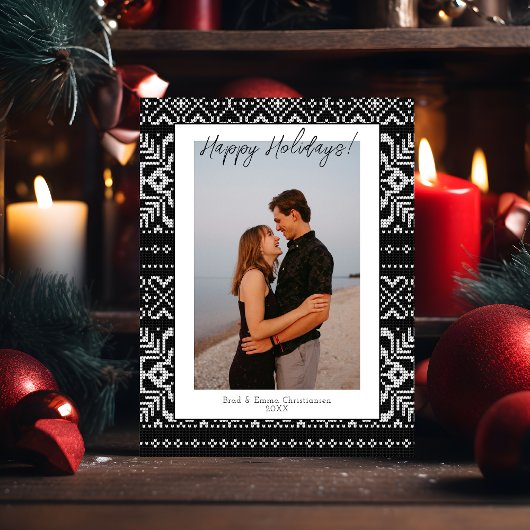 Gezellig Eenvoudig Budget Zwart & Wit 1 Foto Kerst Briefkaart
