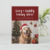 Gezellig en knuffelig Cheer Bourgondië Huisdier Fa Feestdagenkaart (Staand voorkant)