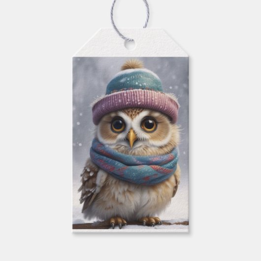 Gezellig en schattig uil cadeau label cadeaulabel (Voorkant)