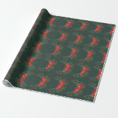 Gezellig Floral Christmas Wrapping Paper Cadeaupapier (Uitgerold)