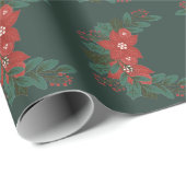 Gezellig Floral Christmas Wrapping Paper Cadeaupapier (Rol Hoek)