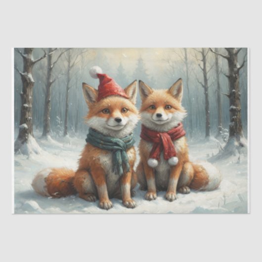 Gezellig Fox Paar - Decoupage - Tissuepapier (Voorkant)