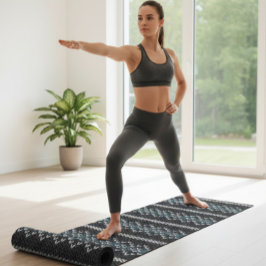 Gezellig Gebreid Patroon Zwart en Grijs Yogamat