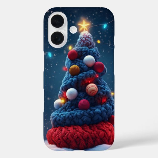 Gezellig gebreide kerstboom blauw rood Case-Mate iPhone case (Achterkant)