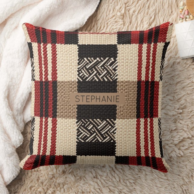 Gezellig gebreide patchwork -  Boho Herfststijl 2 Kussen (Deken)