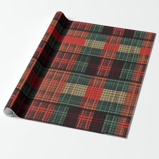 Gezellig gebreide patchwork -  Boho Herfststijl Cadeaupapier (Uitgerold)