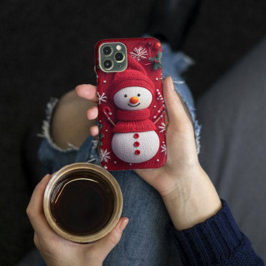 Gezellig gebreide sneeuwman rood wit feestelijke k Case-Mate iPhone case