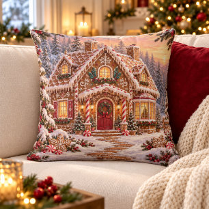 Gezellig Gemberkoekhuisje Kerst Wonderland Kussen