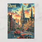 Gezellig Gent:  straatscène illustratie Briefkaart (Voorkant)