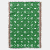 Gezellig groen wit sneeuwvlokken kerstbomen ontwer deken (Voorkant Verticaal)