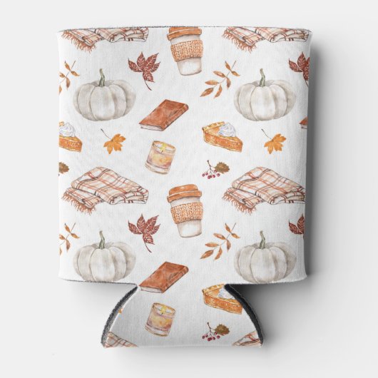 Gezellig Herfst Essentials Waterverf Patroon Blikjeskoeler (Voorkant)