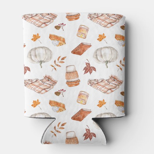 Gezellig Herfst Essentials Waterverf Patroon Blikjeskoeler (Achterkant)