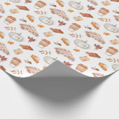 Gezellig Herfst Essentials Waterverf Patroon Cadeaupapier (Hoek)