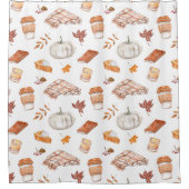 Gezellig Herfst Essentials Waterverf Patroon Douchegordijn (Voorkant)