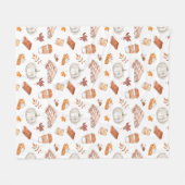Gezellig Herfst Essentials Waterverf Patroon Fleece Deken (Voorkant (Horizontaal))