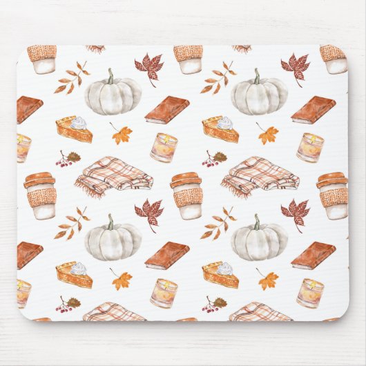 Gezellig Herfst Essentials Waterverf Patroon Muismat (Voorkant)