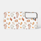 Gezellig Herfst Essentials Waterverf Patroon Samsung Galaxy Hoesje (Achterkant horizontaal)