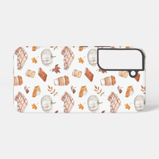 Gezellig Herfst Essentials Waterverf Patroon Samsung Galaxy Hoesje (Achterkant horizontaal)