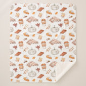 Gezellig Herfst Essentials Waterverf Patroon Sherpa Deken (Voorkant)