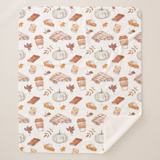 Gezellig Herfst Essentials Waterverf Patroon Sherpa Deken (Voorkant)