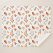 Gezellig Herfst Essentials Waterverf Patroon Sherpa Deken (Voorkant (horizontaal))