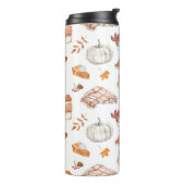 Gezellig Herfst Essentials Waterverf Patroon Thermosbeker (Gedraaid links)