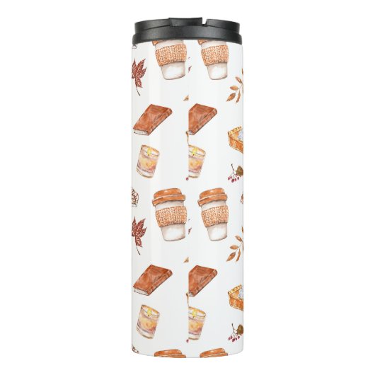 Gezellig Herfst Essentials Waterverf Patroon Thermosbeker (Achterkant)
