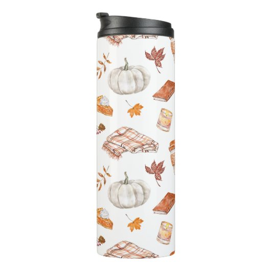 Gezellig Herfst Essentials Waterverf Patroon Thermosbeker (Geroteerd rechts)