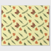 Gezellig Herfst Pine Branch Naadloos Inpakpapier (Vlak)