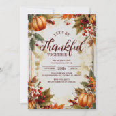 Gezellig Herfst Pompoen Oogst Thanksgiving Diner Kaart (Voorkant)