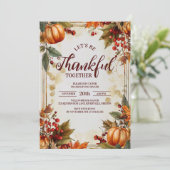 Gezellig Herfst Pompoen Oogst Thanksgiving Diner Kaart (Staand voorkant)