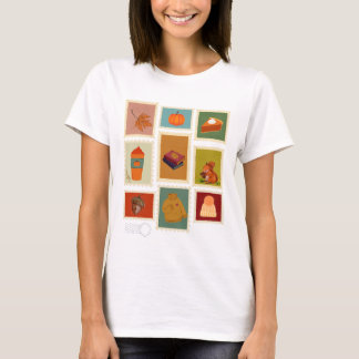 Gezellig Herfst Stamp Collage Herfst Esthetisch T- T-shirt