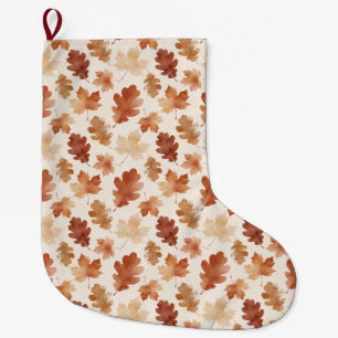 Gezellig herfstbladpatroon grote kerstsok
