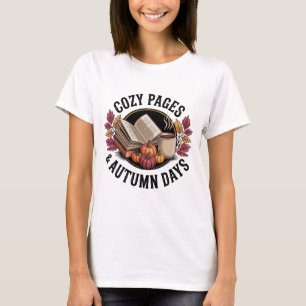 Gezellig herfstboek en thee  lezen t-shirt