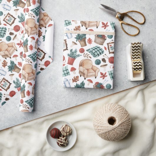 Gezellig herfsthuis cadeaupapier (Crafts)