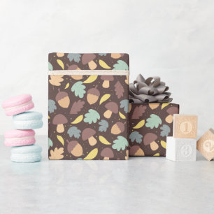 Gezellig Herfstpatroon Bruine Inpakpapierrol Cadeaupapier