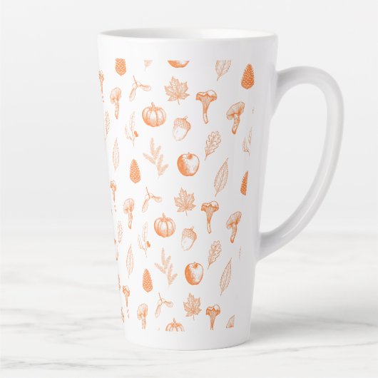 Gezellig Herfstpatroon Latte Mok (Rechts)