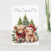 Gezellig Highland Koe Boerderij Dier Schattige Vro Feestdagen Kaart (Voorkant)