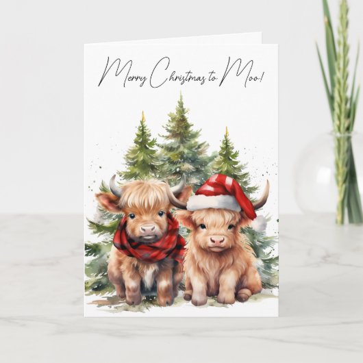 Gezellig Highland Koe Boerderij Dier Schattige Vro Feestdagen Kaart (Voorkant)